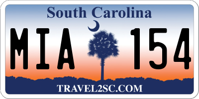 SC license plate MIA154