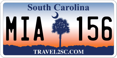 SC license plate MIA156
