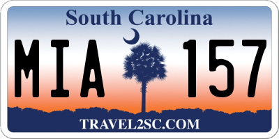 SC license plate MIA157