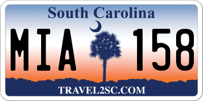 SC license plate MIA158