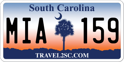 SC license plate MIA159
