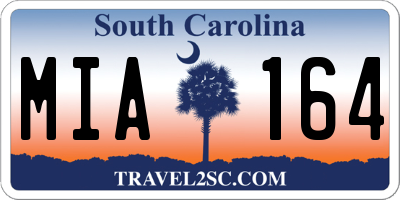SC license plate MIA164