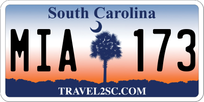 SC license plate MIA173