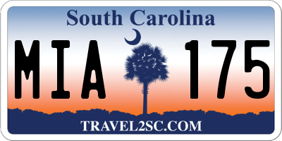 SC license plate MIA175