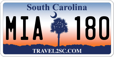 SC license plate MIA180