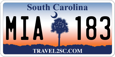 SC license plate MIA183