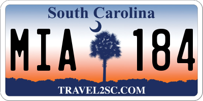 SC license plate MIA184