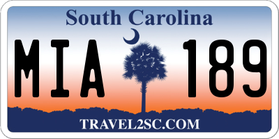 SC license plate MIA189