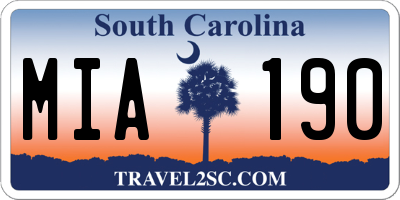 SC license plate MIA190