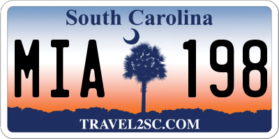 SC license plate MIA198