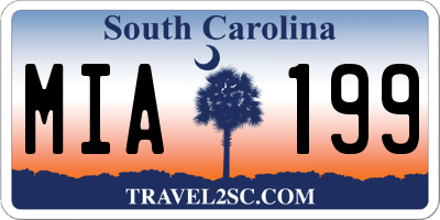 SC license plate MIA199