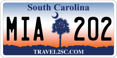 SC license plate MIA202