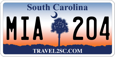 SC license plate MIA204