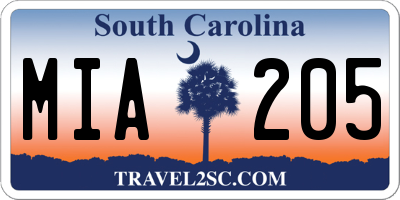 SC license plate MIA205