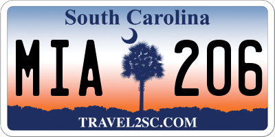 SC license plate MIA206
