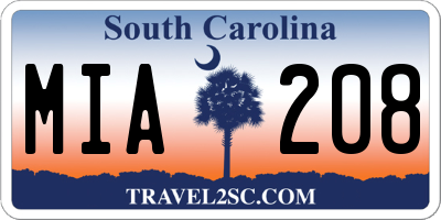 SC license plate MIA208