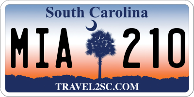 SC license plate MIA210