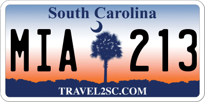 SC license plate MIA213