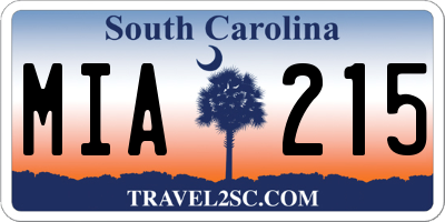 SC license plate MIA215