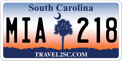SC license plate MIA218