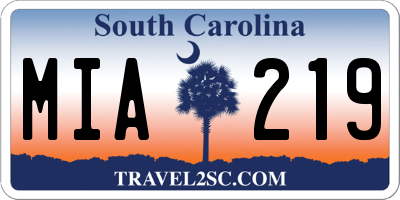SC license plate MIA219