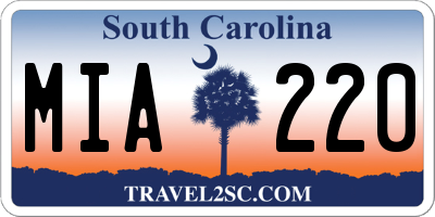 SC license plate MIA220