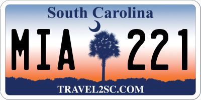 SC license plate MIA221