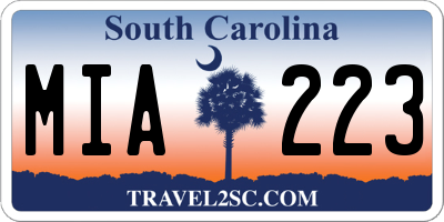 SC license plate MIA223