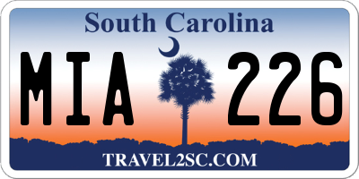 SC license plate MIA226