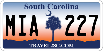 SC license plate MIA227