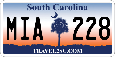 SC license plate MIA228