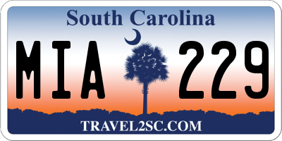 SC license plate MIA229