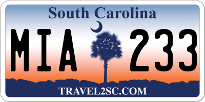 SC license plate MIA233