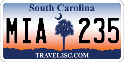 SC license plate MIA235