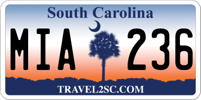 SC license plate MIA236
