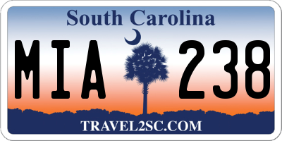 SC license plate MIA238