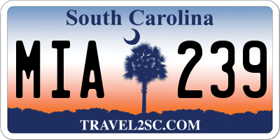 SC license plate MIA239