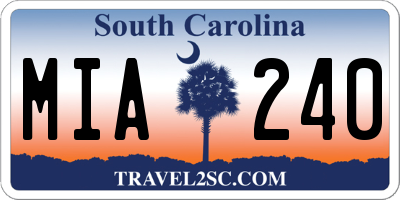 SC license plate MIA240