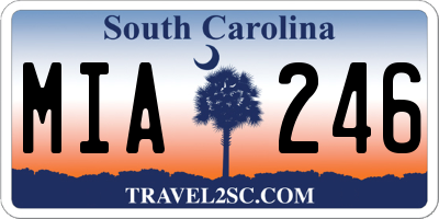 SC license plate MIA246