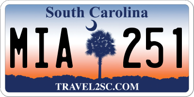 SC license plate MIA251