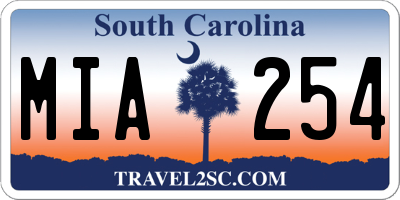 SC license plate MIA254