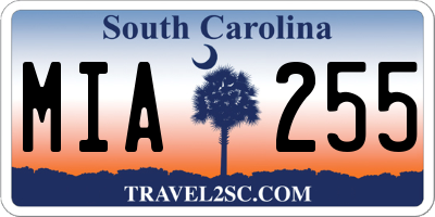 SC license plate MIA255