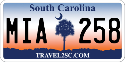 SC license plate MIA258