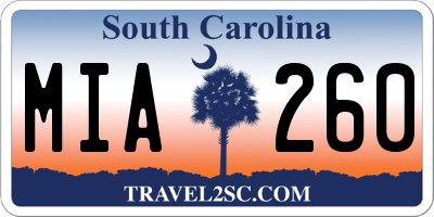 SC license plate MIA260