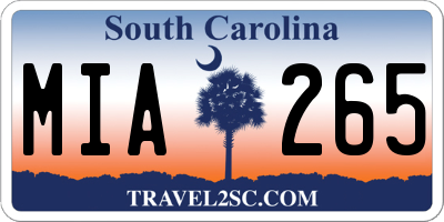 SC license plate MIA265