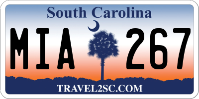 SC license plate MIA267