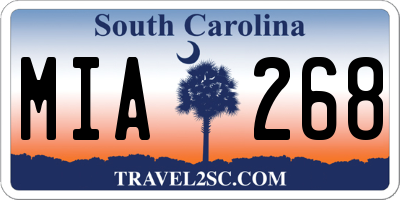 SC license plate MIA268