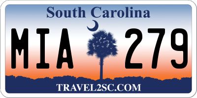 SC license plate MIA279