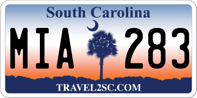 SC license plate MIA283