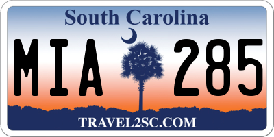 SC license plate MIA285